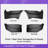 TESVRA 4PCS Full-Cover Waterproof Door Storage Box Set for Tesla Model Y & Model 3 Highland