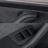 Dry Carbon Fiber Window & Door Switch Covers for Model Y / Model 3（Left Hand Drive）