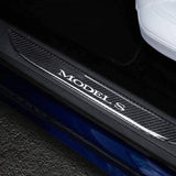 Carbon Fiber Textured Front Door Sill Protector for Tesla Model S 2016-2018