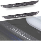 Carbon Fiber Textured Front Door Sill Protector for Tesla Model S 2016-2018
