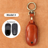 Handmade Leather Keychain for Tesla Model 3/Y