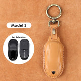 Handmade Leather Keychain for Tesla Model 3/Y