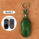 Handmade Leather Keychain for Tesla Model 3/Y