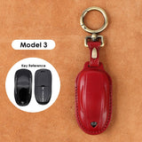 Handmade Leather Keychain for Tesla Model 3/Y