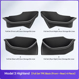 TESVRA 4PCS Full-Cover Waterproof Door Storage Box Set for Tesla Model Y & Model 3 Highland