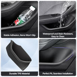 TESVRA 4PCS Full-Cover Waterproof Door Storage Box Set for Tesla Model Y & Model 3 Highland