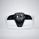 TESERY Yoke Plaid Steering Wheel for Tesla Model 3 / Y【White Leather】 - Tesery Official Store
