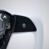 TESERY Yoke Plaid Steering Wheel for Tesla Model 3 / Y【White Leather】 - Tesery Official Store