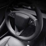 Tumbled Leather Steering Wheel Panel for Tesla Model 3 Highland / Model Y - Tesery Official Store